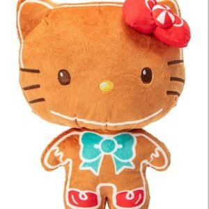 Hello Kitty Brown Plush with Red Bow and Blue Accents
